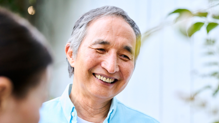 Elderly man smiling