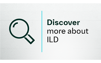 Magnifying glass graphic with message to discover more about ILD