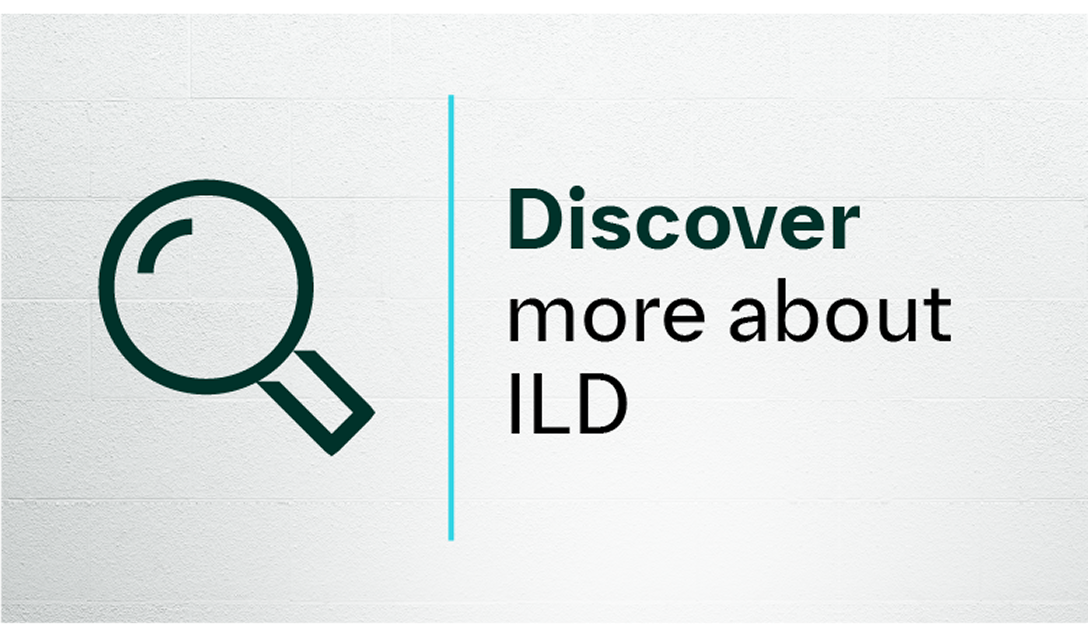 Magnifying glass graphic with message to discover more about ILD